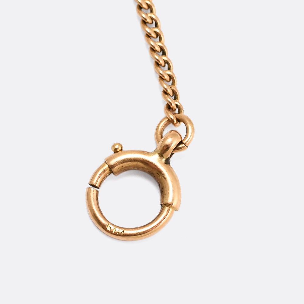 Art Deco 18k Gold & Platinum Curb Link Necklace