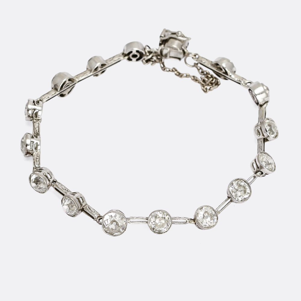 Art Deco 7.55ct Old Euro Diamond Bracelet