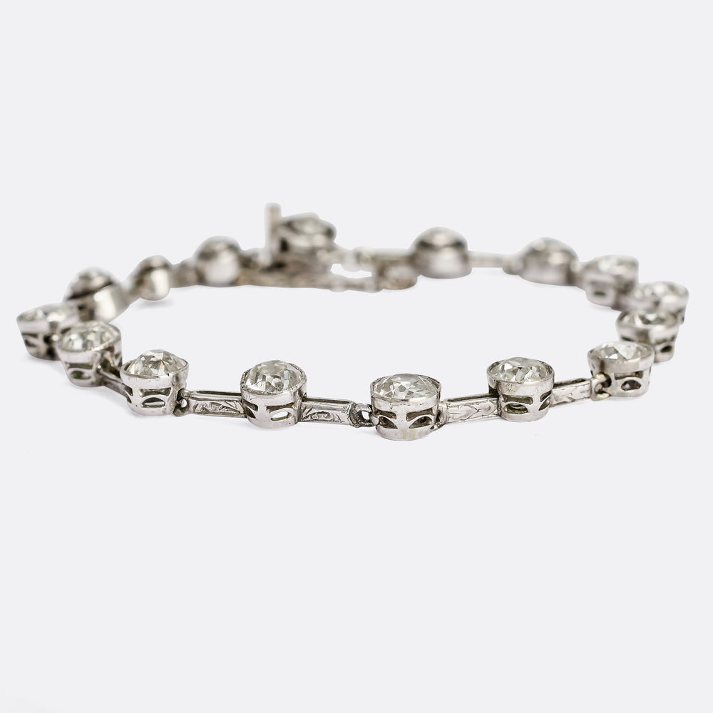Art Deco 7.55ct Old Euro Diamond Bracelet
