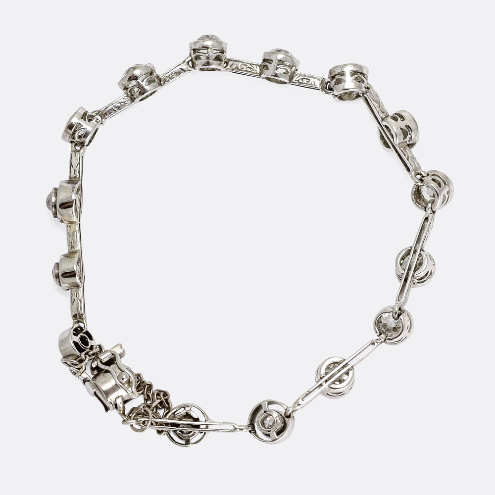 Art Deco 7.55ct Old Euro Diamond Bracelet
