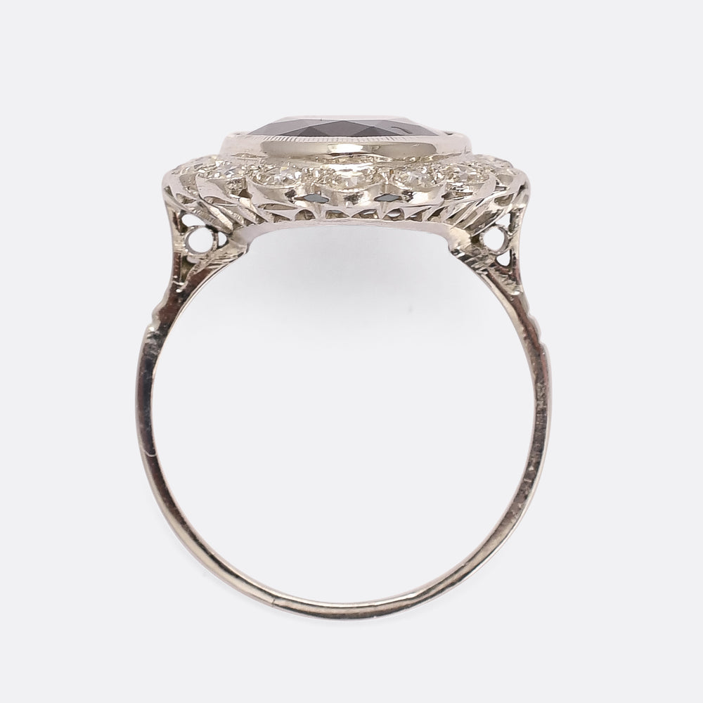 Art Deco 8.90ct Sapphire & Diamond Flower Cluster Ring