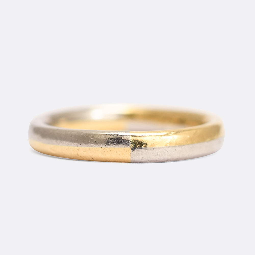 Art Deco Bimetal 22k Gold & Platinum Wedding Band