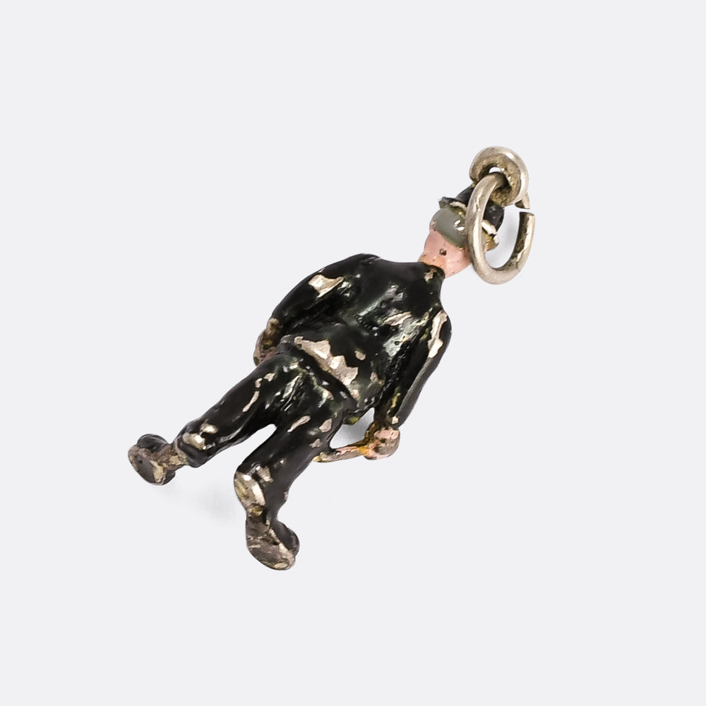 Art Deco Charlie Chaplin Enamel Charm