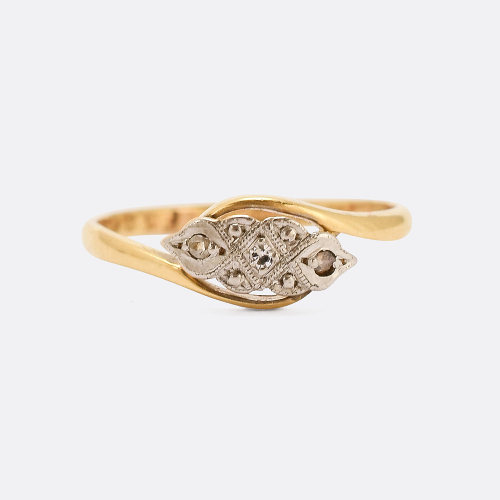 Art Deco Crossover Trilogy Ring