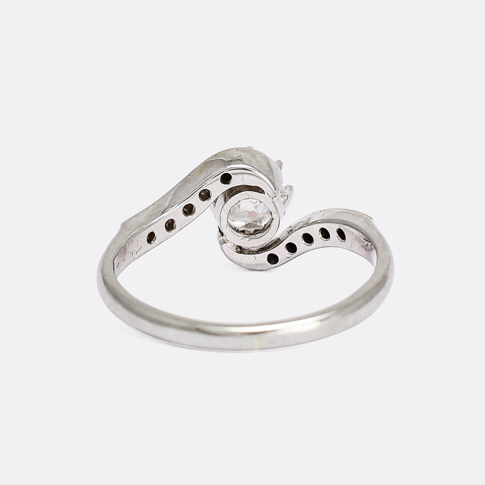 Art Deco Cushion Cut Diamond Twist Ring