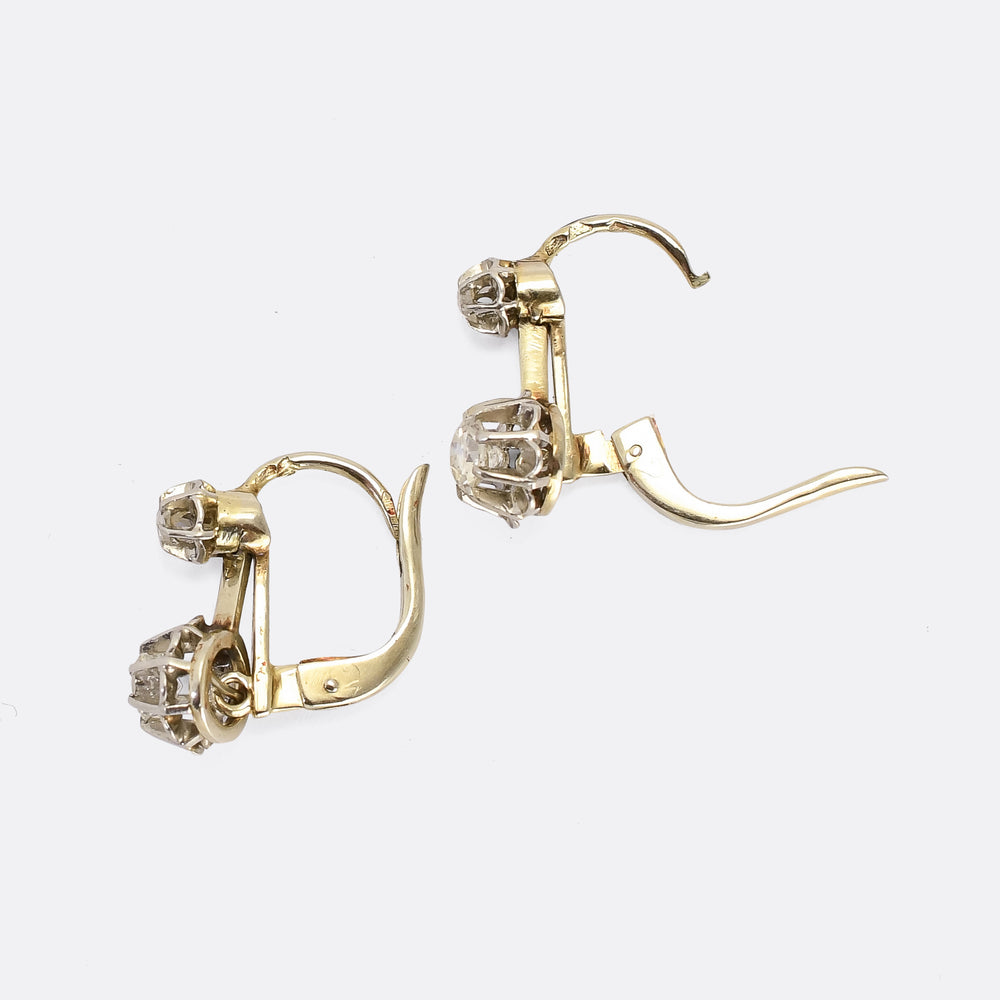 Art Deco Diamond Scalloped Dormeuse Earrings