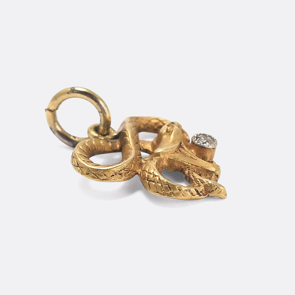 Art Deco Diamond Serpent Charm