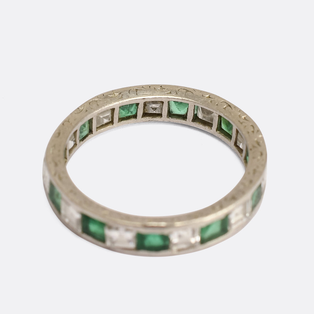 Art Deco Diamond & Emerald Full Eternity Ring