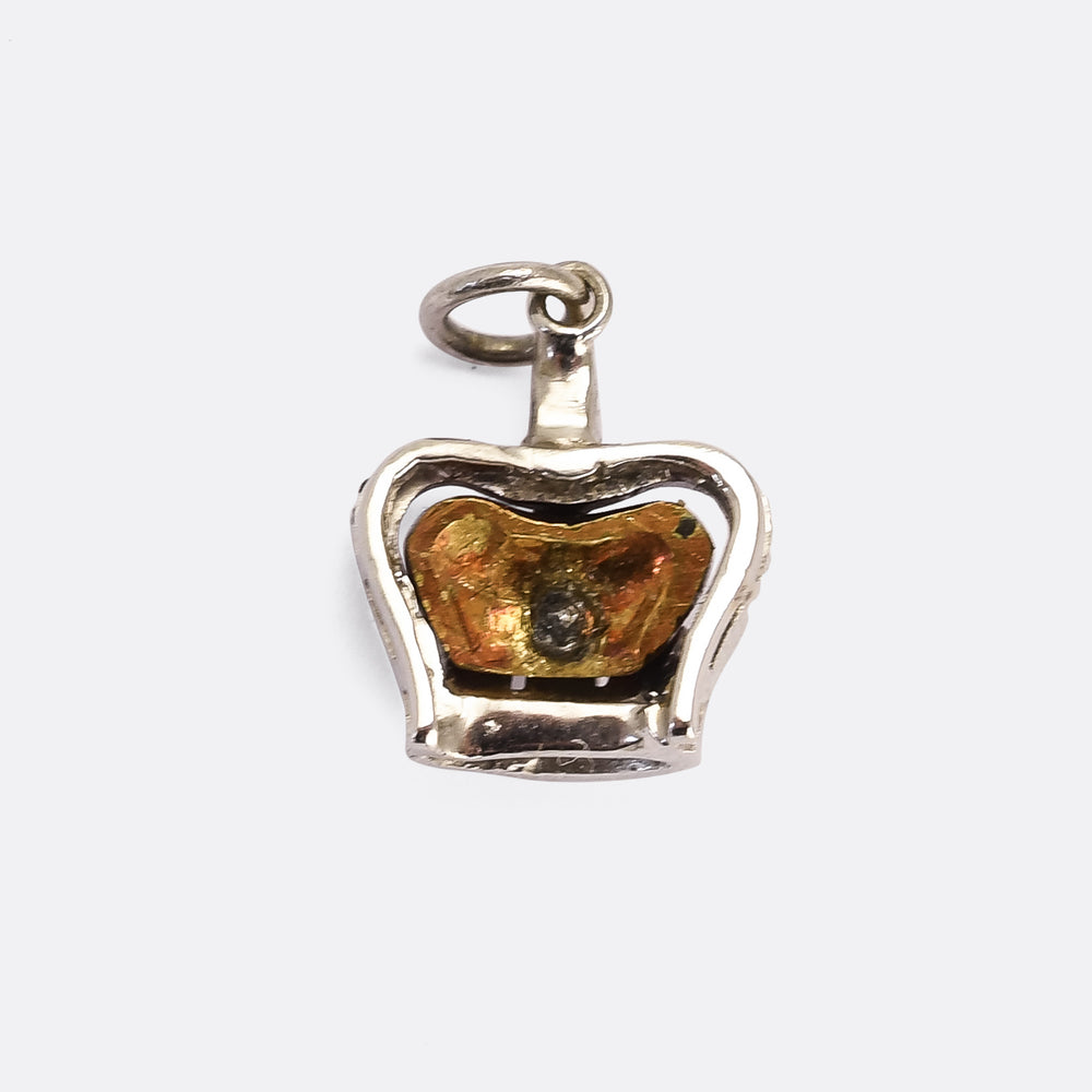Art Deco Diamond & Enamel Platinum St Edward's Crown Charm