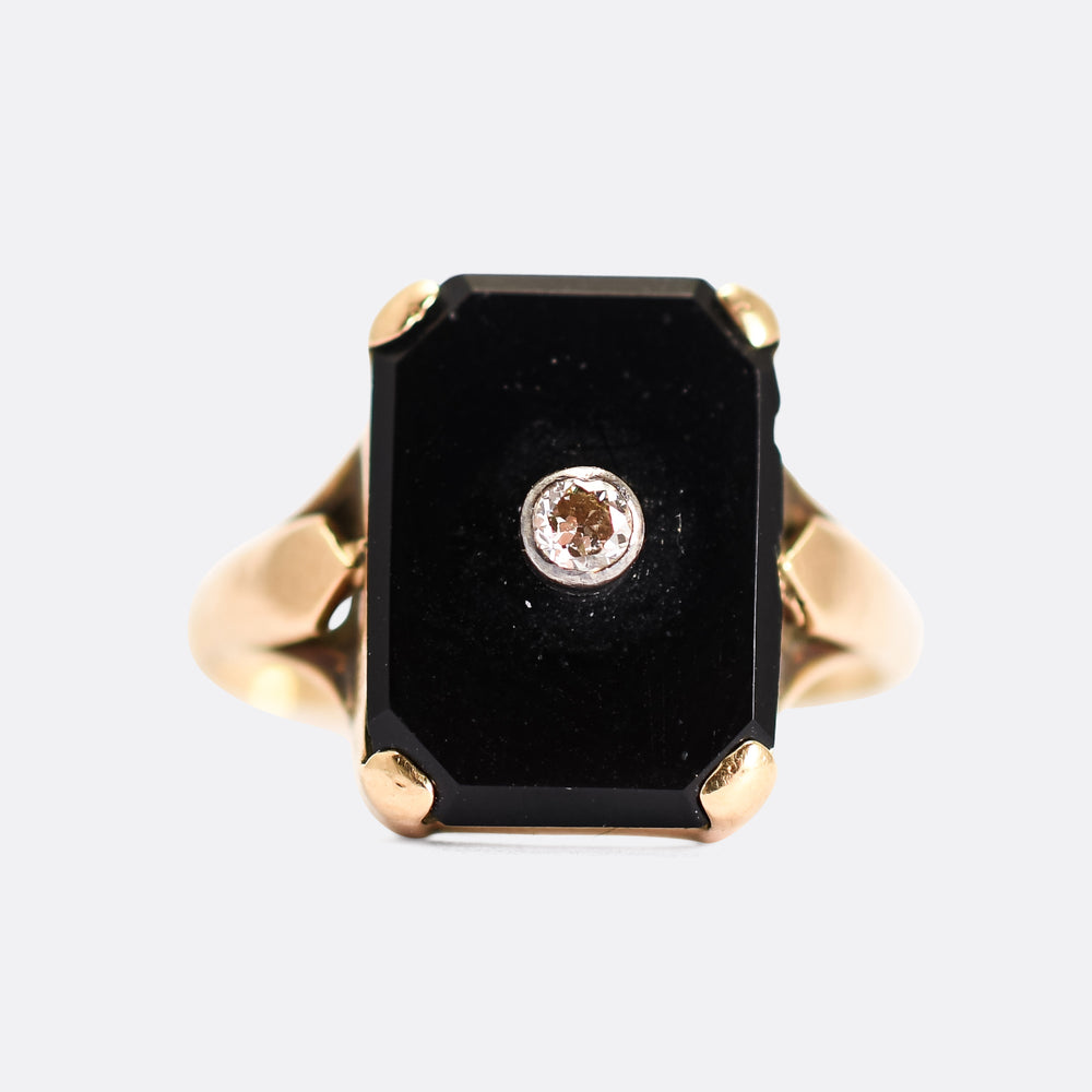 Art Deco Diamond & Onyx Panel Ring