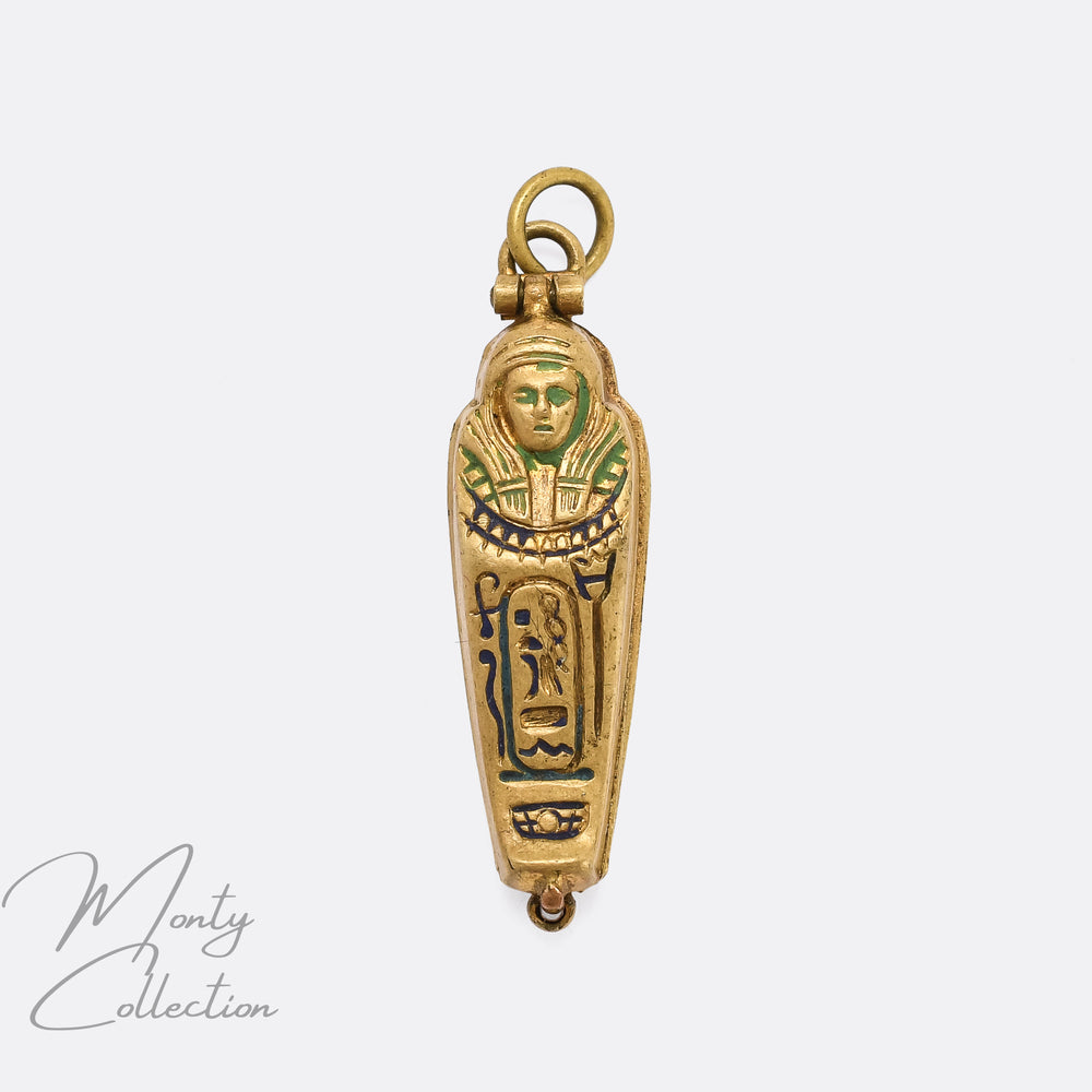 Art Deco Egyptian Revival Sarcophagus & Mummy Charm