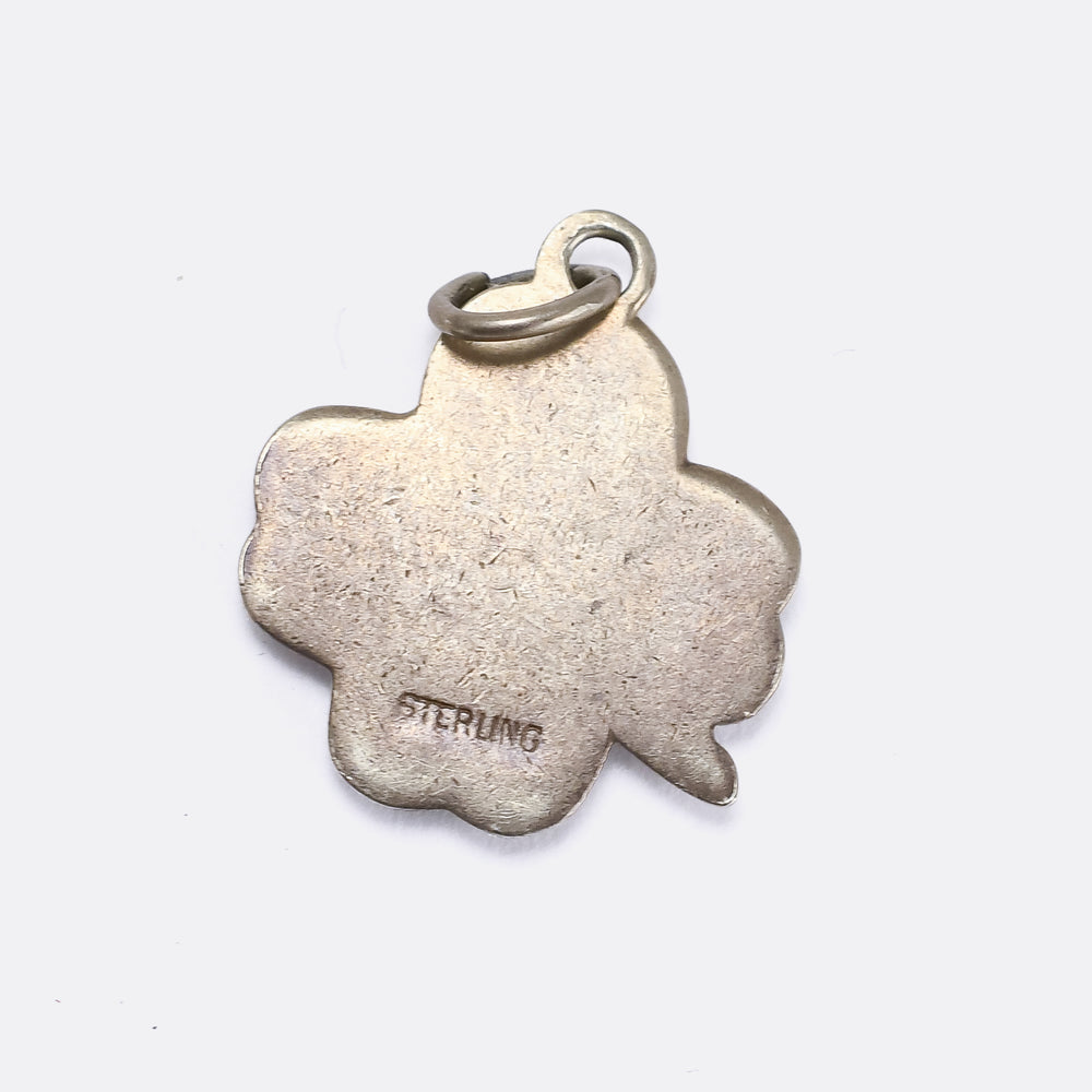 Art Deco Enamel Lucky Four-Leaf Clover Charm