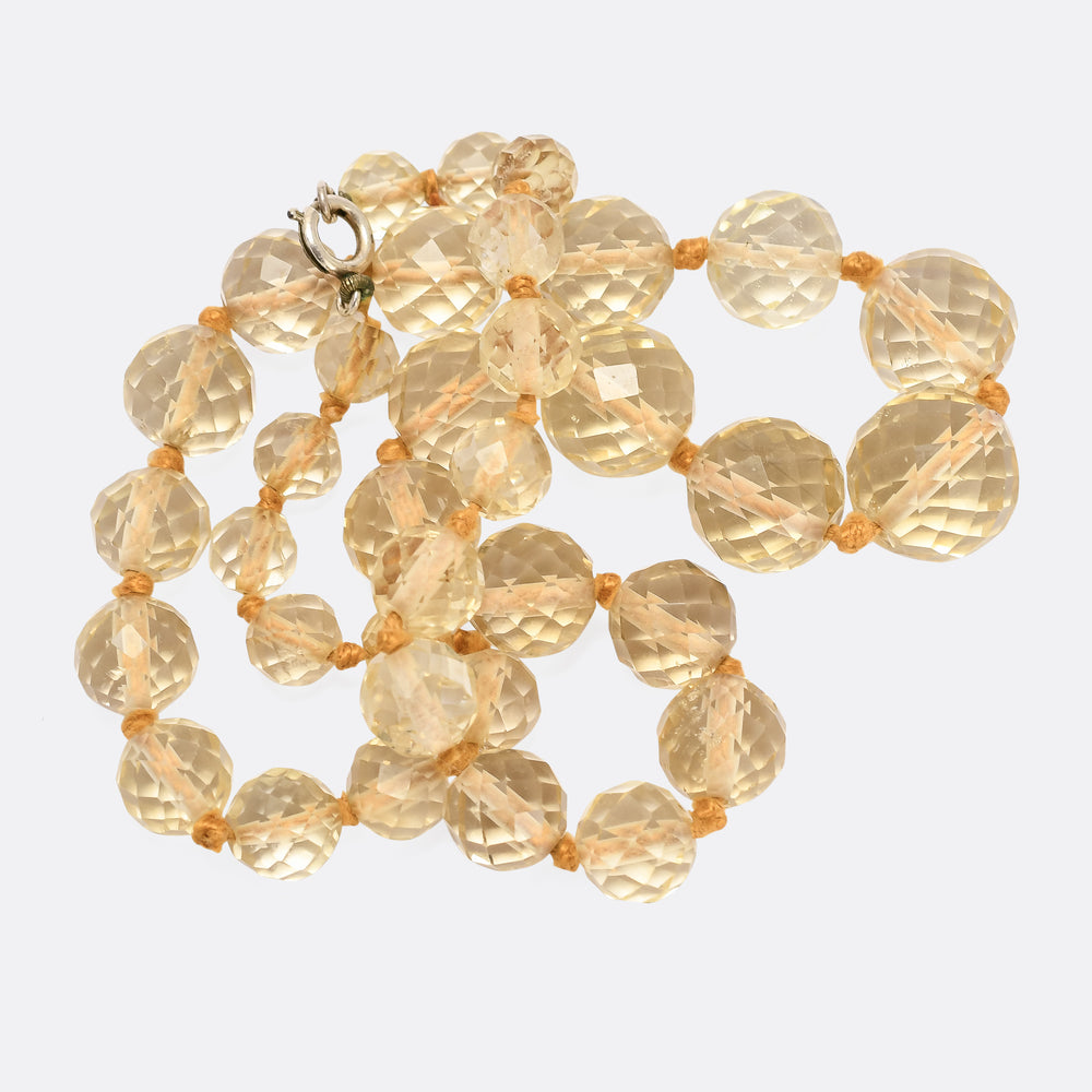 Art Deco Faceted Citrine Bead Necklace