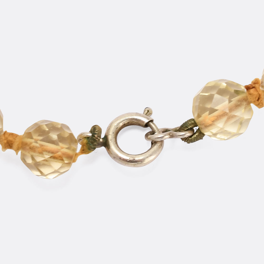 Art Deco Faceted Citrine Bead Necklace