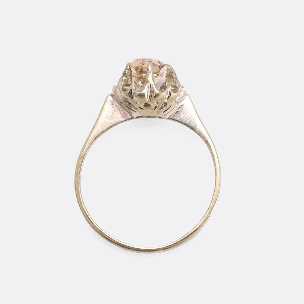 Art Deco Fancy Light Pinkish-Brown Diamond Scalloped Ring