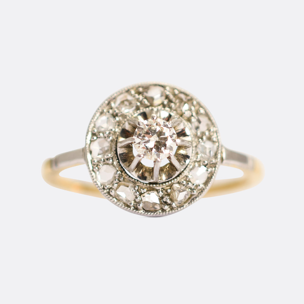 Art Deco French Diamond Cluster Ring