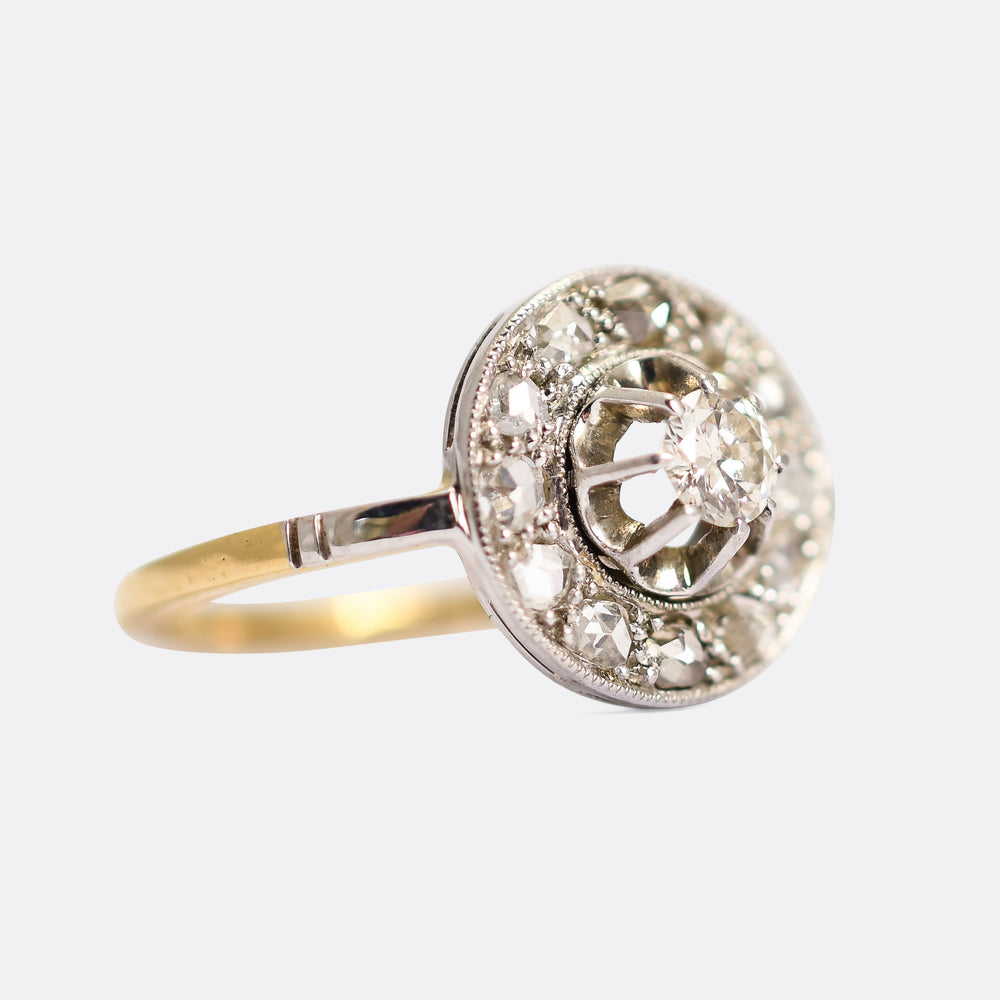 Art Deco French Diamond Cluster Ring