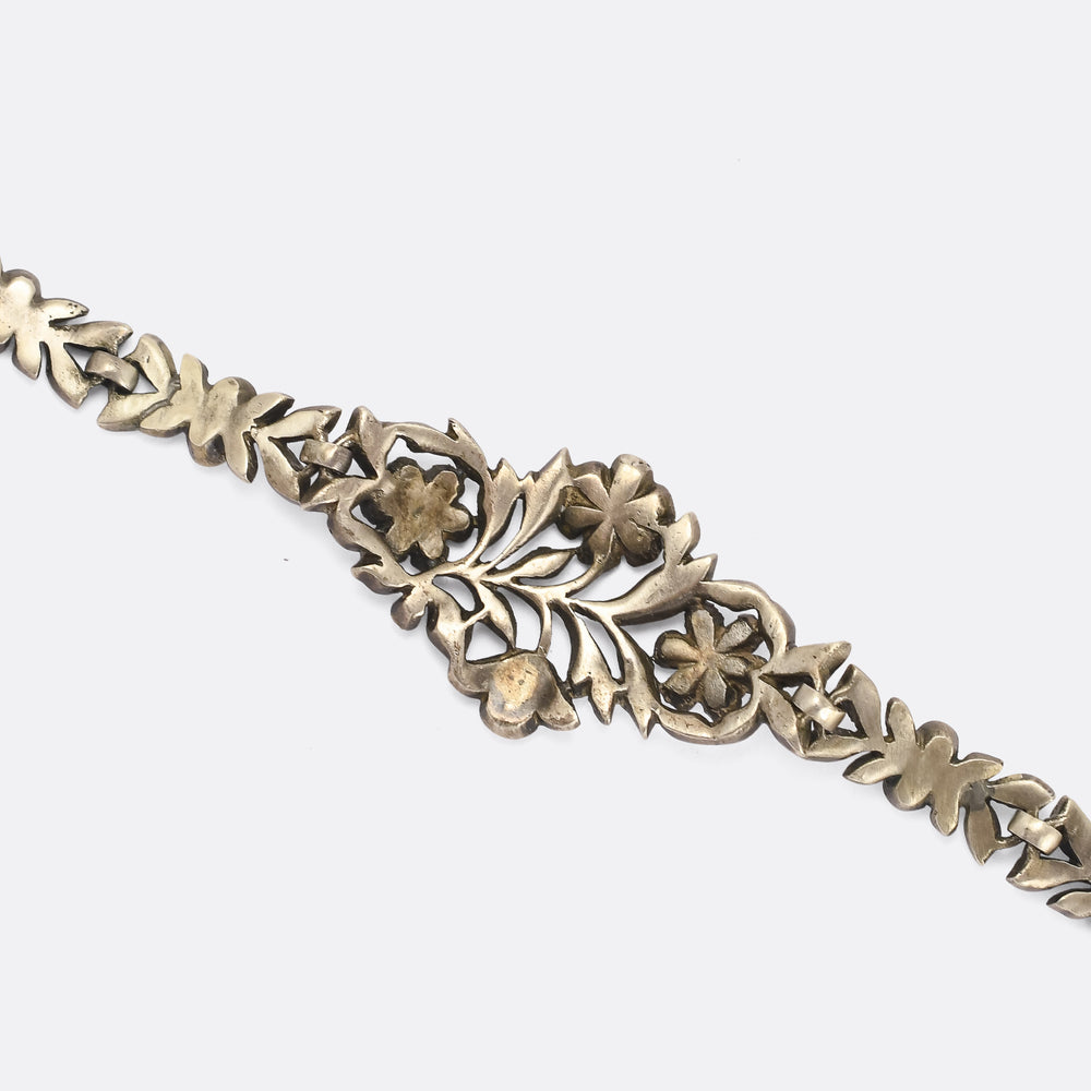 Art Deco Harlequin Paste Flower Bracelet