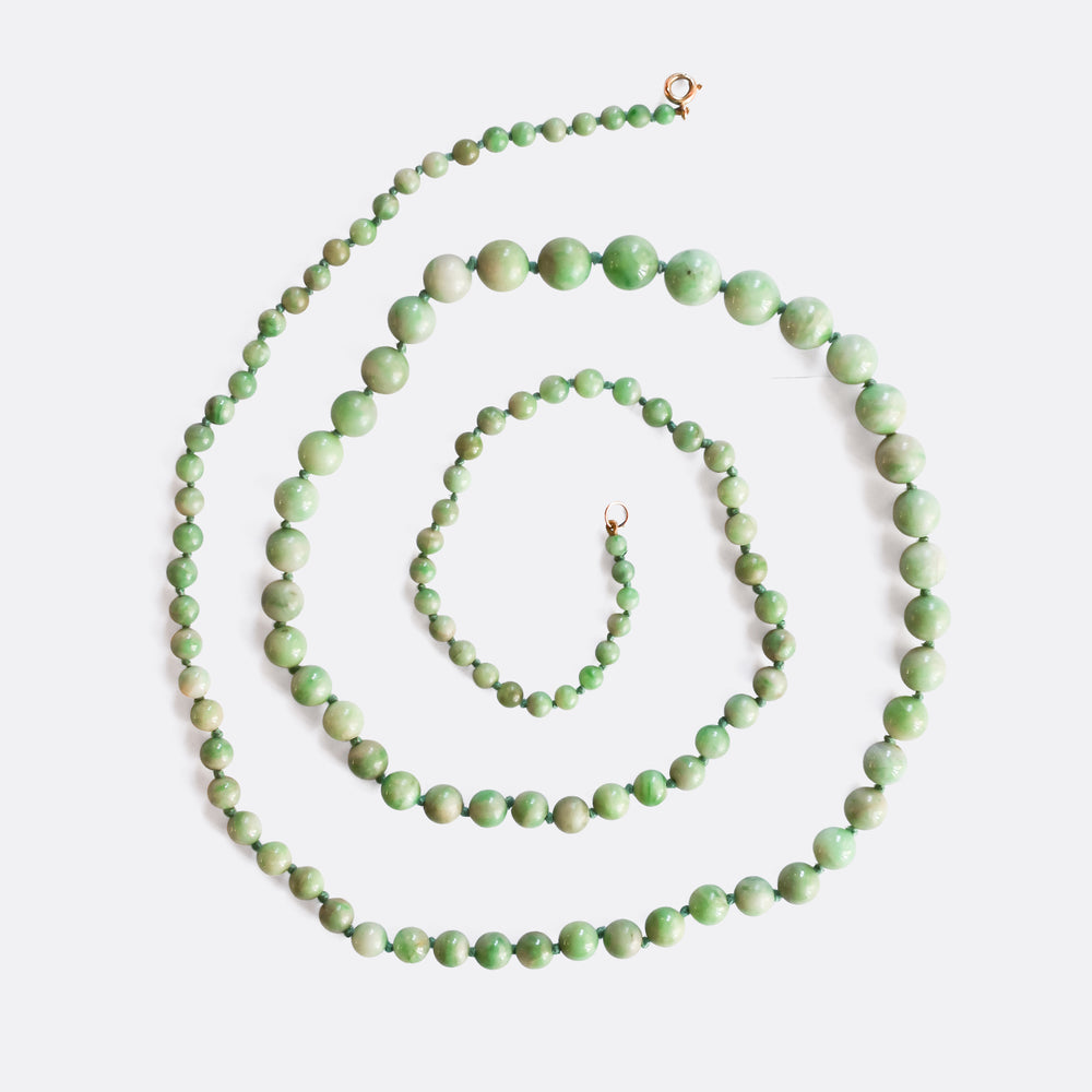 Art Deco Jade Bead Necklace