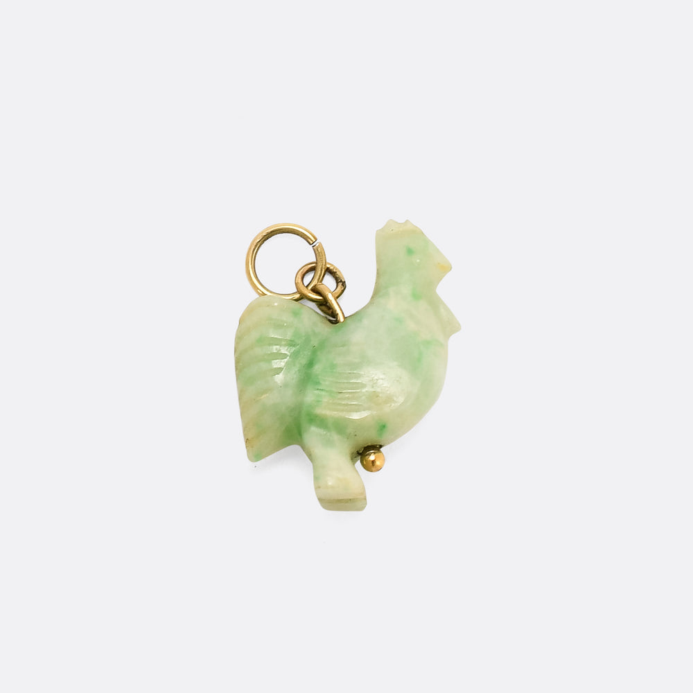 Art Deco Jade Rooster Pendant
