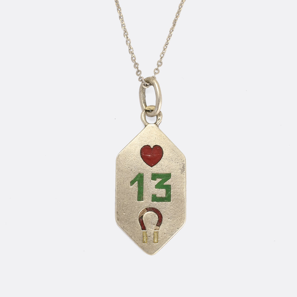 Art Deco Lucky Love Token Pendant