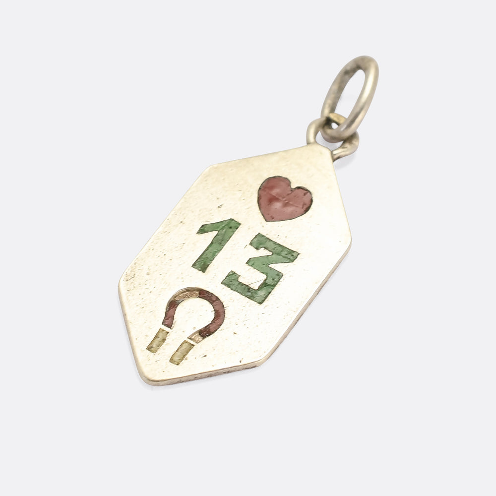Art Deco Lucky Love Token Pendant