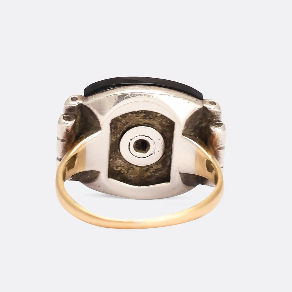 Art Deco Opal Diamond & Onyx Panel Cocktail Ring