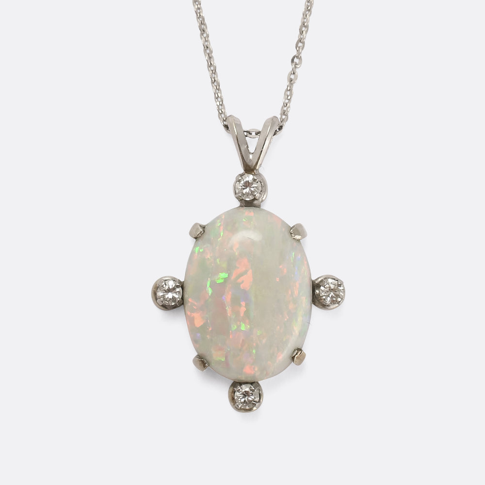 Art Deco Opal & Diamond Pendant