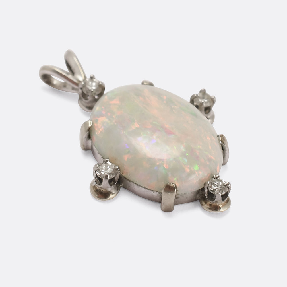 Art Deco Opal & Diamond Pendant