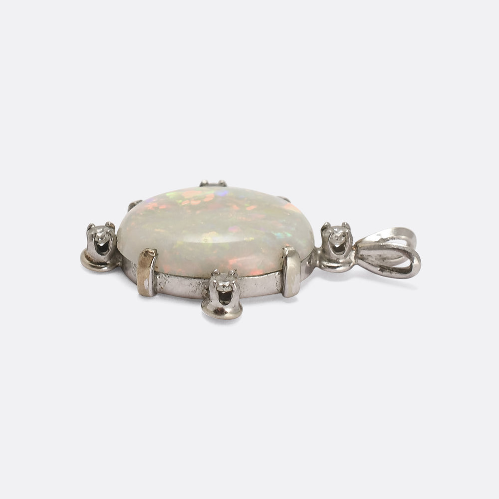 Art Deco Opal & Diamond Pendant