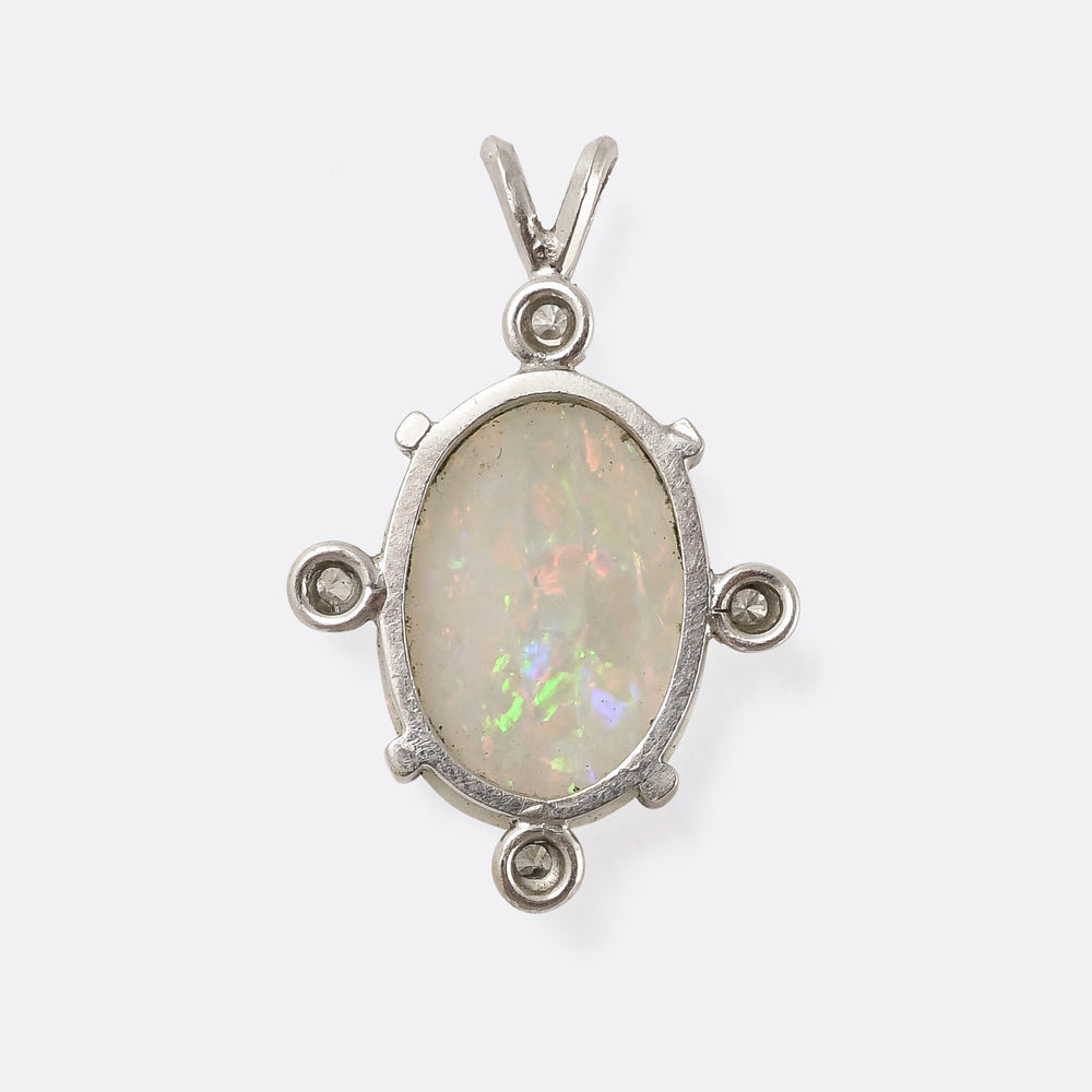 Art Deco Opal & Diamond Pendant