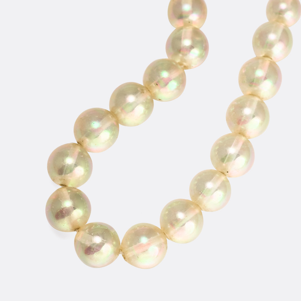 Art Deco Opalescent Glass Bead Necklace