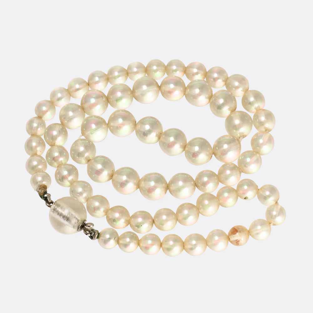 Art Deco Opalescent Glass Bead Necklace