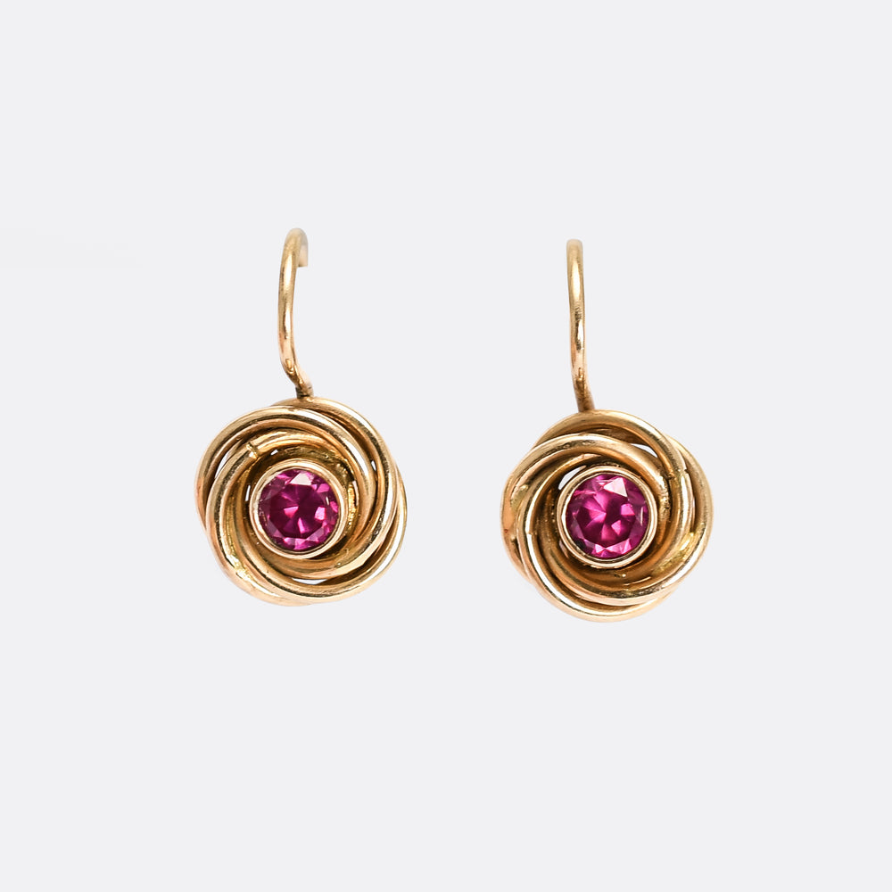 Art Deco Russian Pink Sapphire Earrings