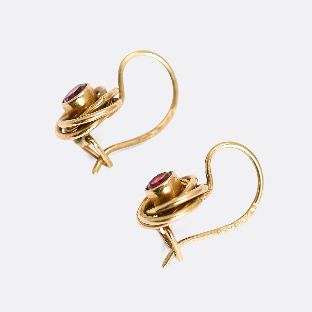 Art Deco Russian Pink Sapphire Earrings