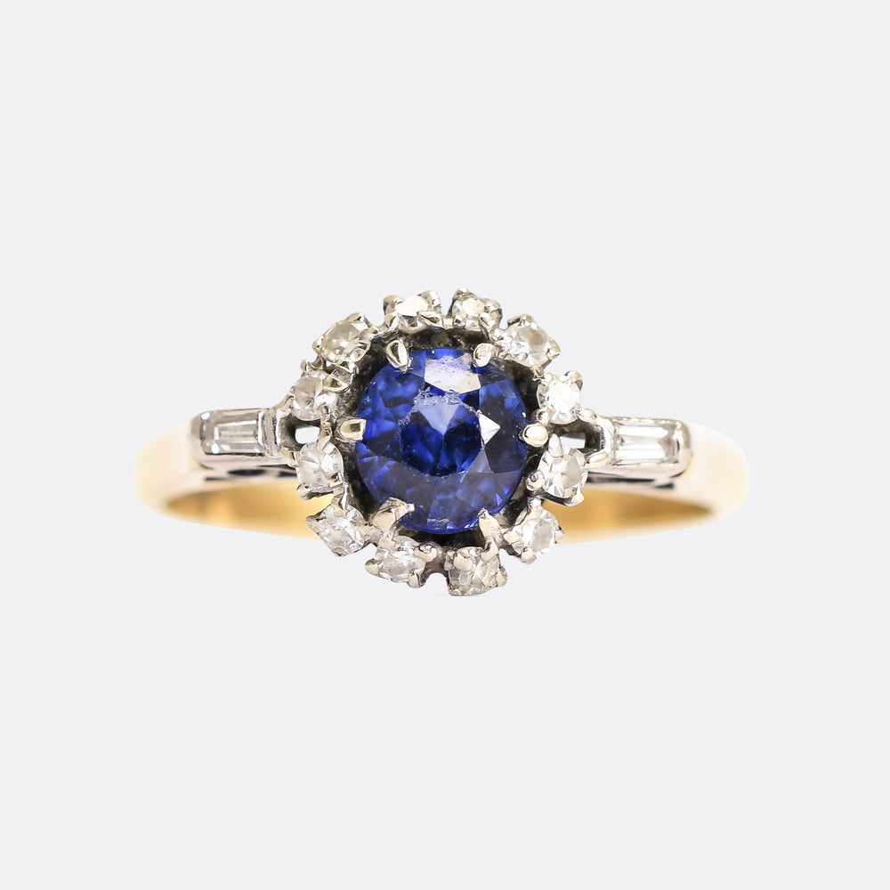 Art Deco Sapphire & Diamond Cluster Ring
