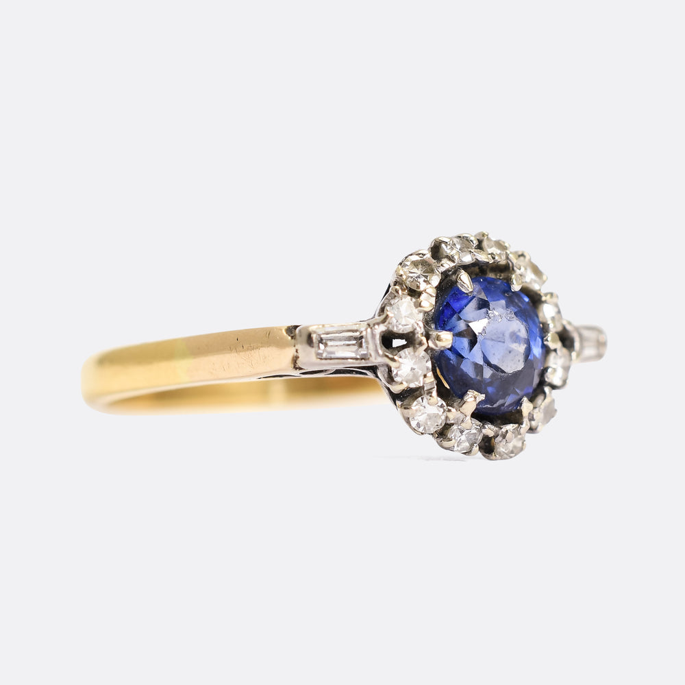 Art Deco Sapphire & Diamond Cluster Ring