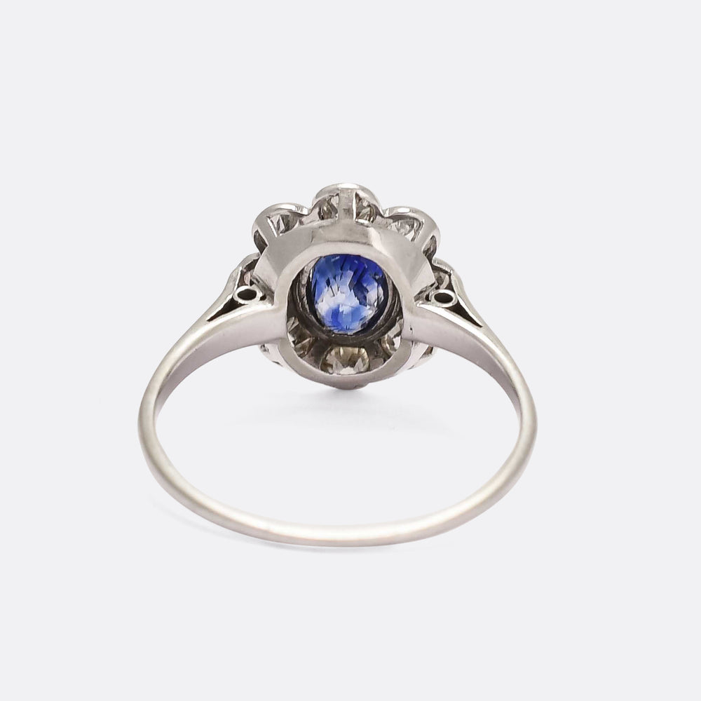 Art Deco Sapphire & Diamond Flower Cluster Ring