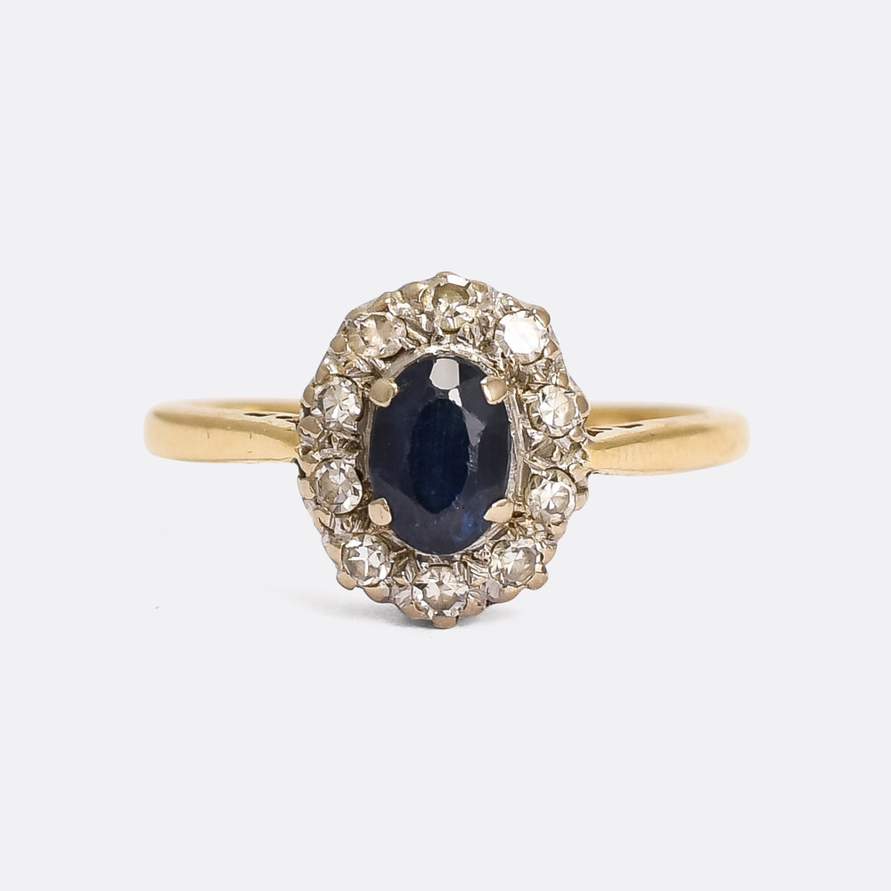 Art Deco Sapphire & Diamond Oval Cluster Ring