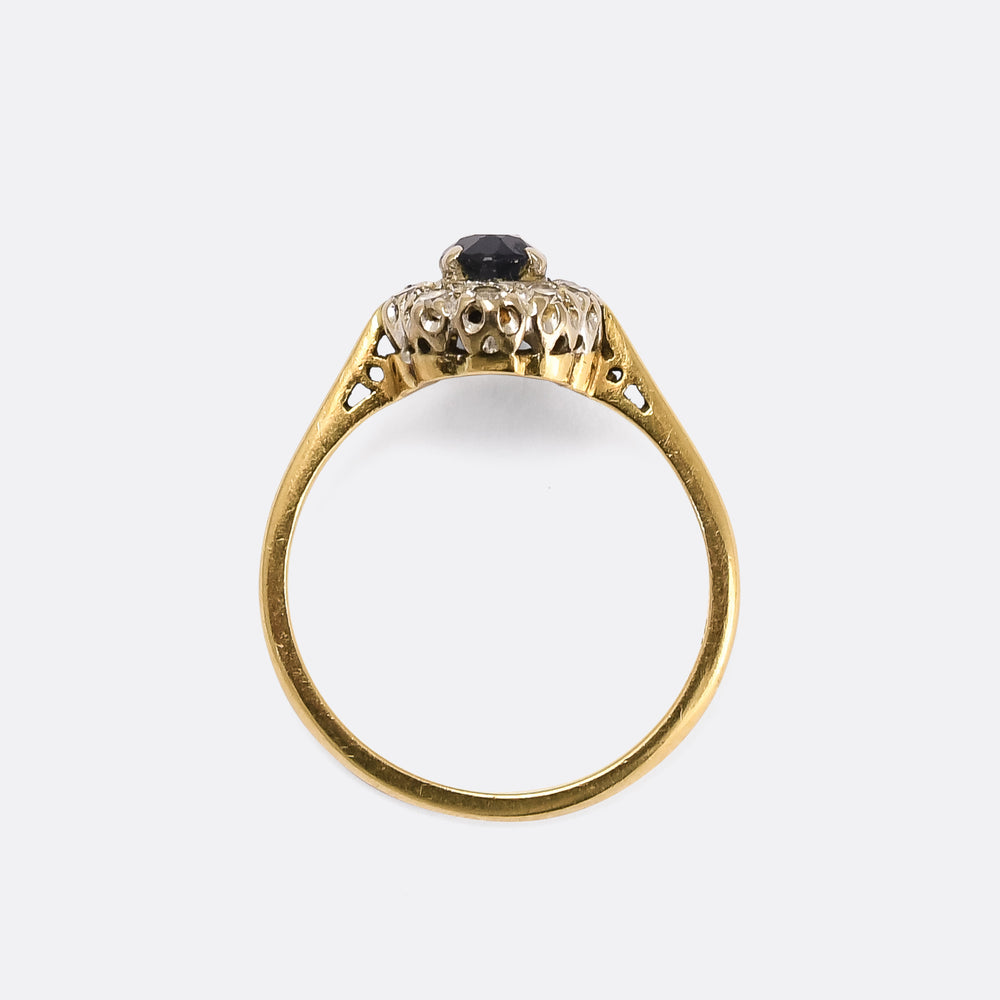 Art Deco Sapphire & Diamond Oval Cluster Ring