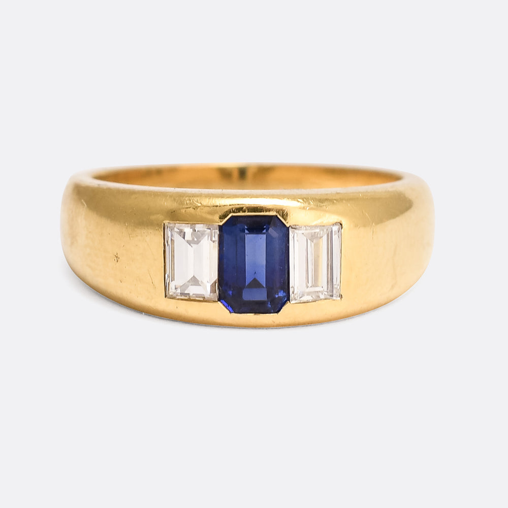 Art Deco Sapphire & Diamond Three-Stone Ring