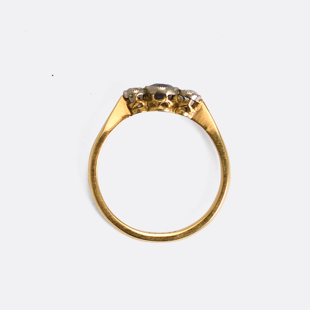 Art Deco Sapphire & Diamond Trilogy Ring
