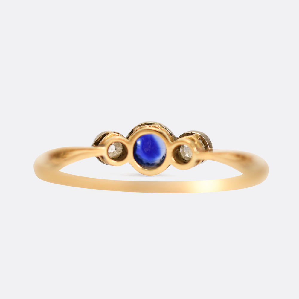 Art Deco Sapphire & Diamond Trilogy Ring