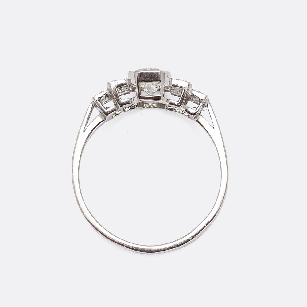 Art Deco Stepped Shoulder Toi Et Moi Engagement Ring