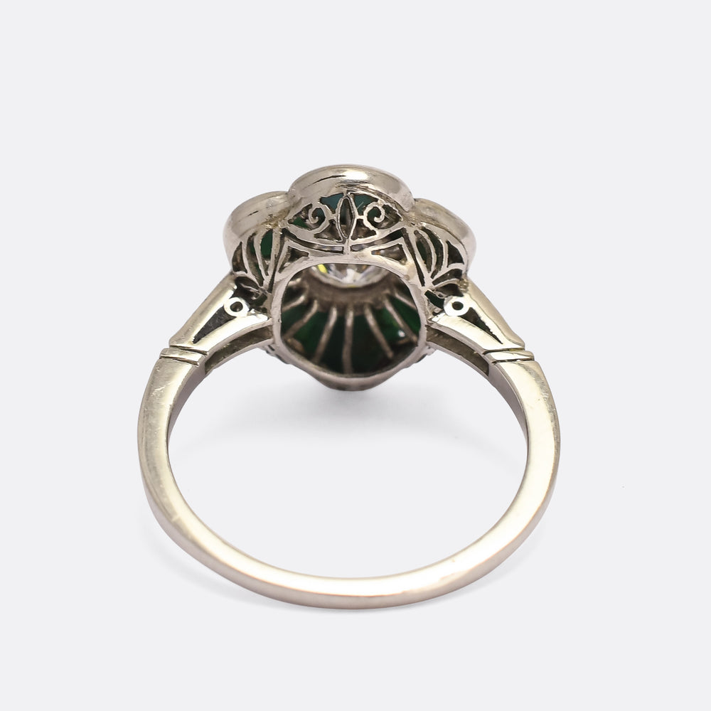 Art Deco Turquoise & Diamond Flower Cluster Ring