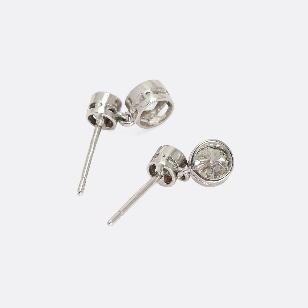 Art Deco Two-Diamond Stud Earrings