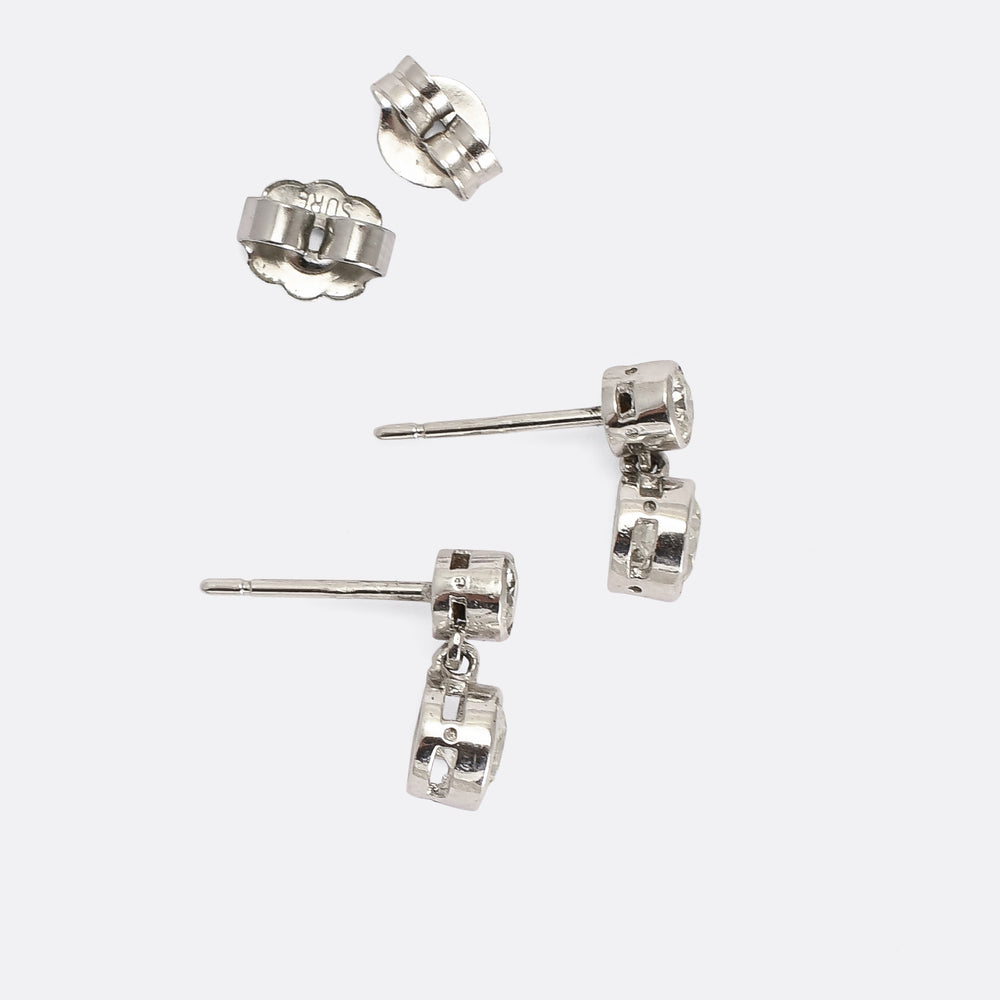 Art Deco Two-Diamond Stud Earrings