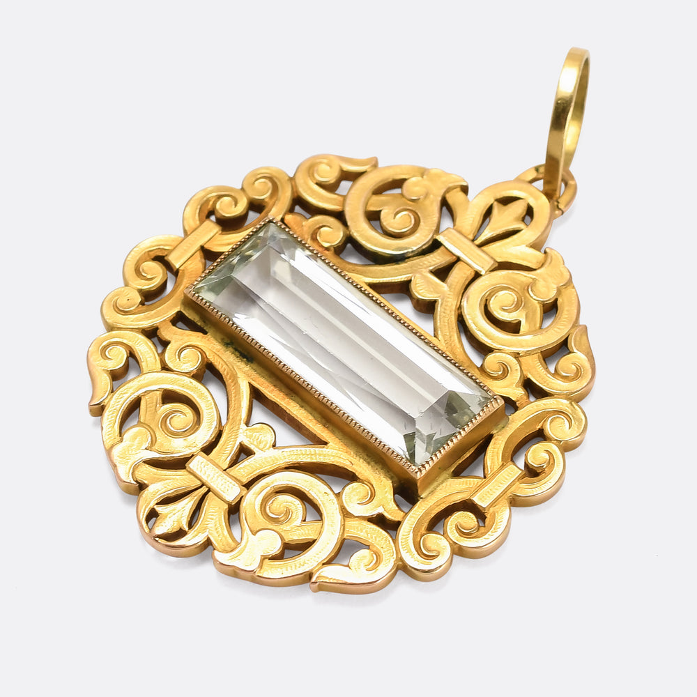 Art Nouveau 8.11ct Aquamarine Pendant