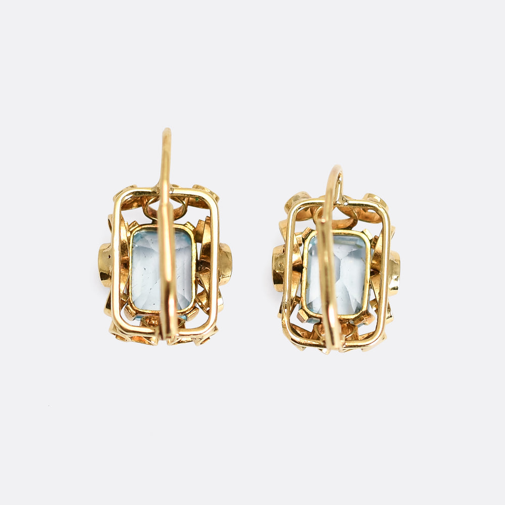 Art Nouveau Aquamarine Swirl Earrings