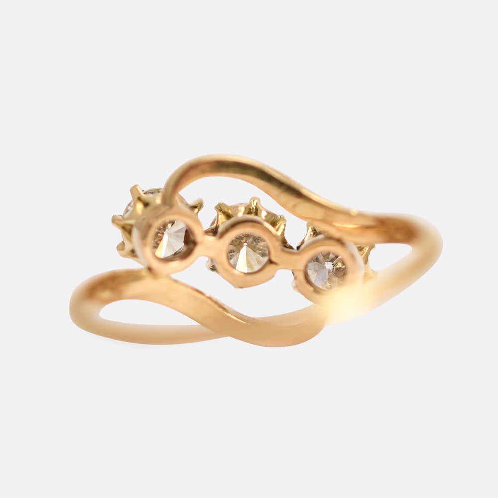 Art Nouveau Diamond Trilogy Crossover Ring